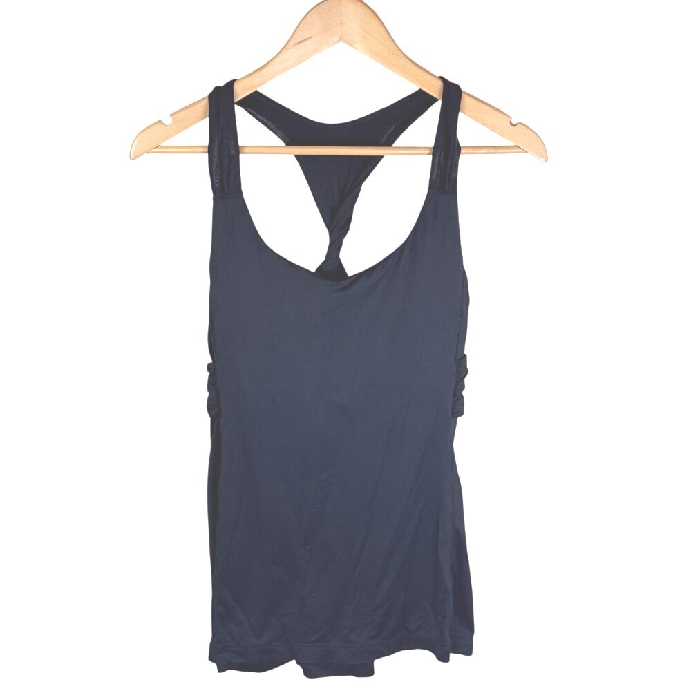 Lululemon Twisted Racerback Adjustable Bra‎ Tank Top Black Size 4 Pads Included